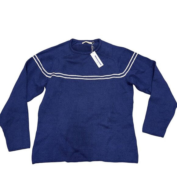 NWT Guideboat Co Lake Placid Downhill Navy Blue & White Sweater Men's Large L - Picture 1 of 8